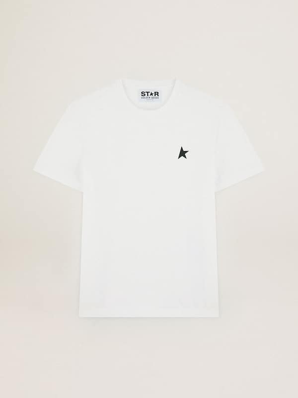 Golden Goose - Camiseta blanca de la colección Star con estrella verde en contraste en el delantero in 