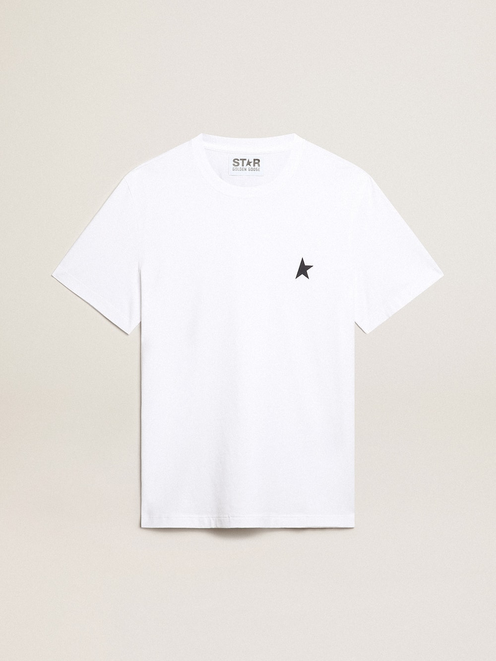 Golden Goose - Weißes Herren-T-Shirt mit dunkelblauem Stern auf der Vorderseite in 