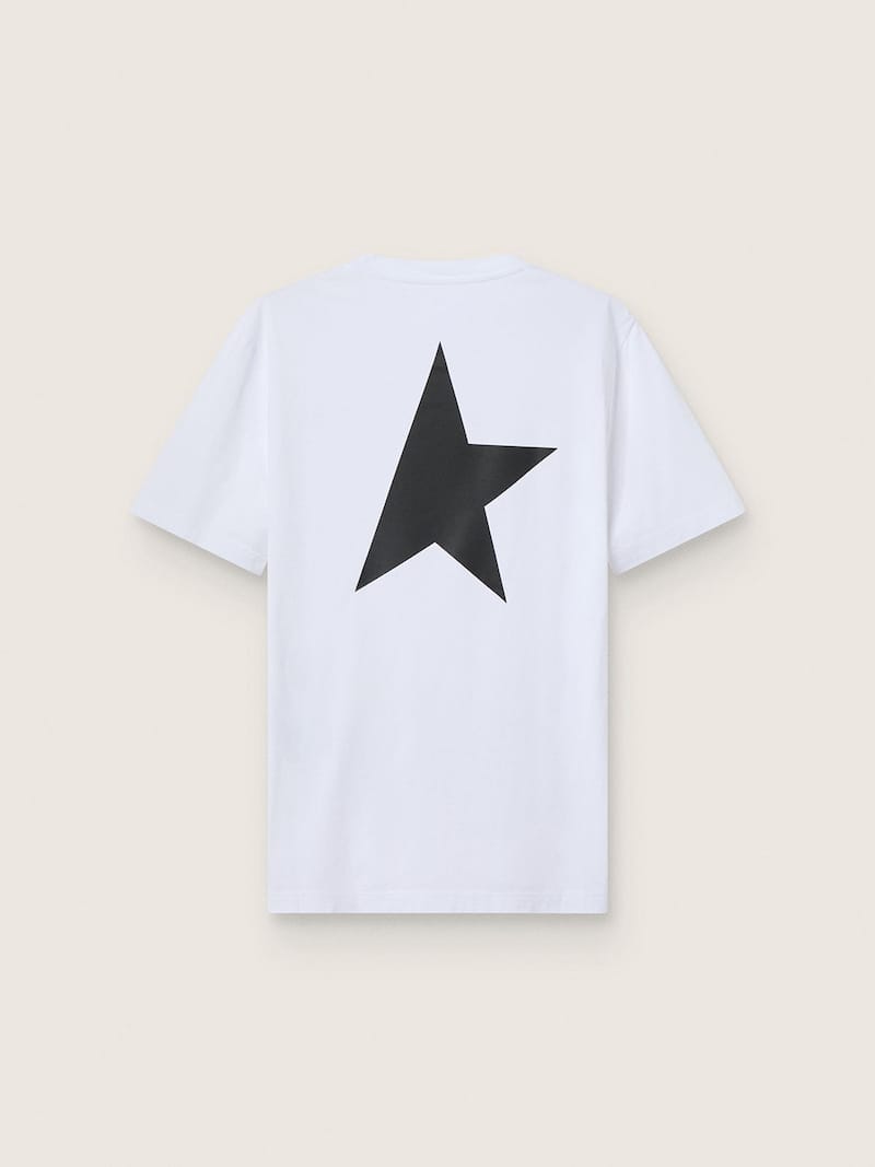 Golden Goose - T-shirt blanc collection Star avec logo et &eacute;toile noirs contrast&eacute;s in 