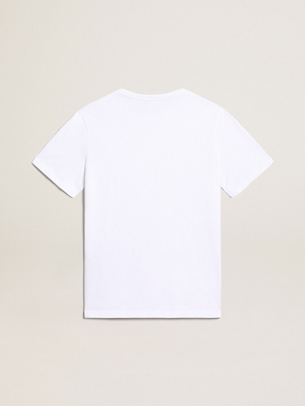 Golden Goose - T-shirt bianca con logo nero a contrasto sul davanti in 