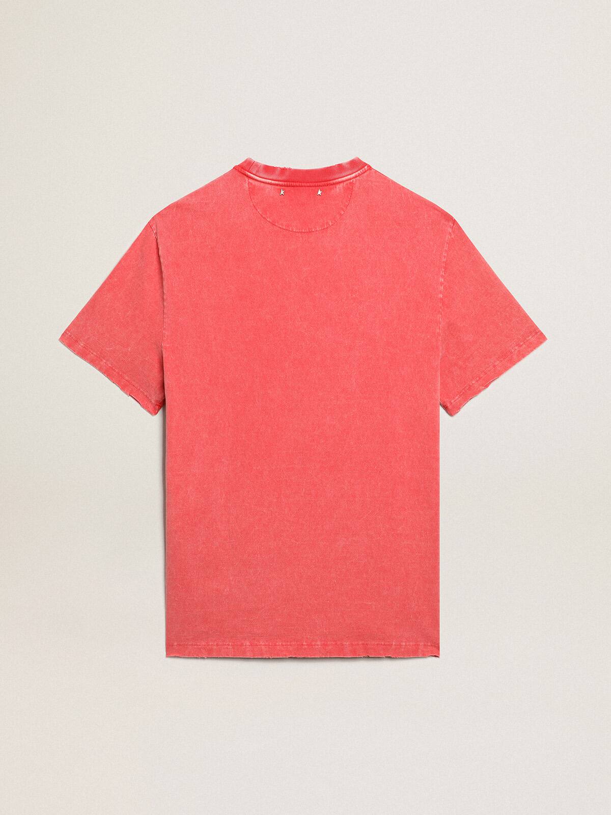 Golden Goose - Red T-shirt with ecru printed lettering in 