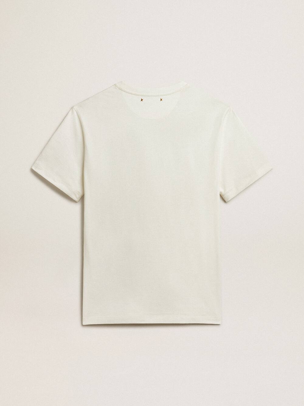 Golden Goose - Camiseta de algodão branco com flor estampada na frente in 