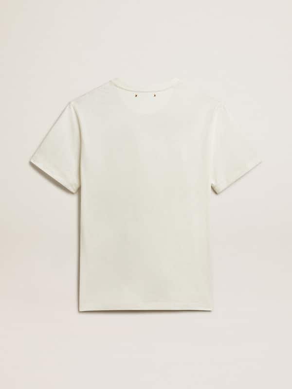 Golden Goose - Camiseta de algodão branco com flor estampada na frente in 