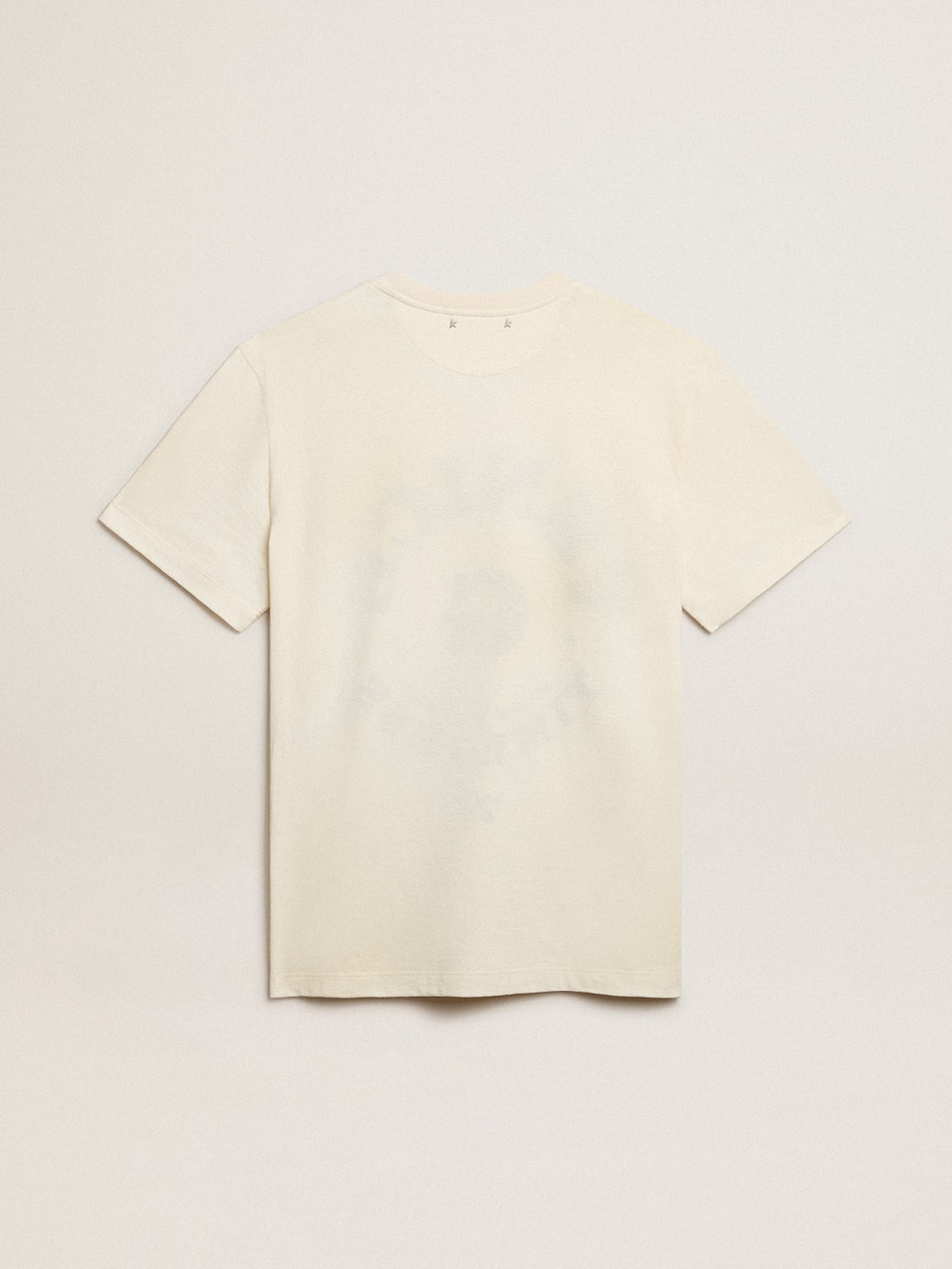 Golden Goose - T-Shirt aus Baumwolle in Lived-in-White mit verblichenem Schriftzug  in 