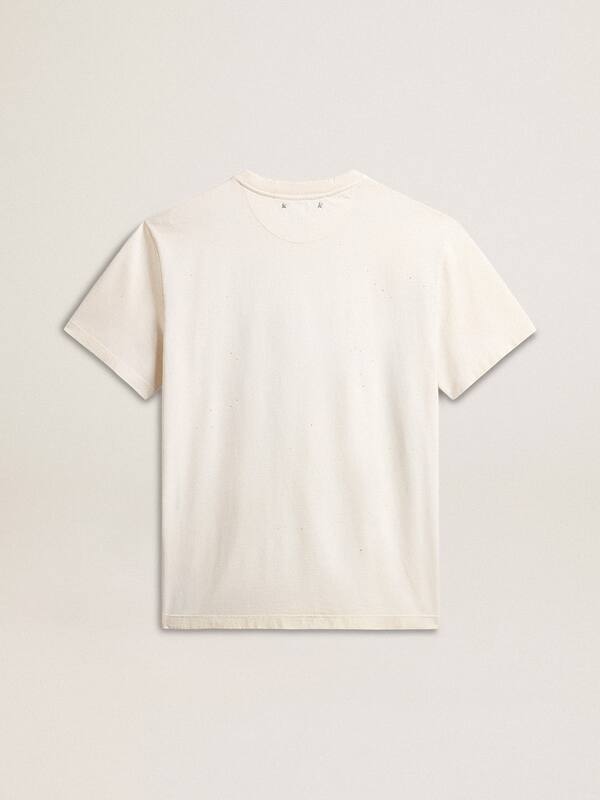Golden Goose - Men's aged white cotton T-shirt with gold print in 