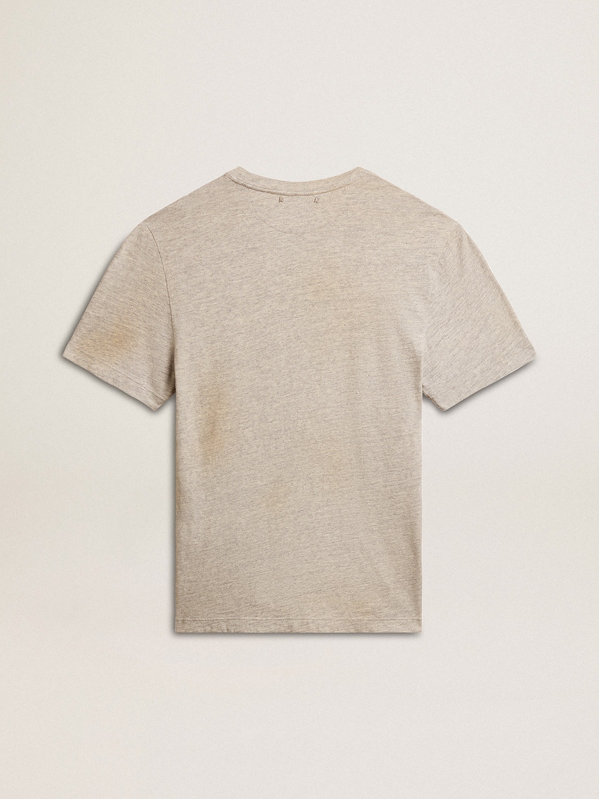 Golden Goose - T-shirt da uomo in cotone color grigio con stampa vintage sul davanti in 