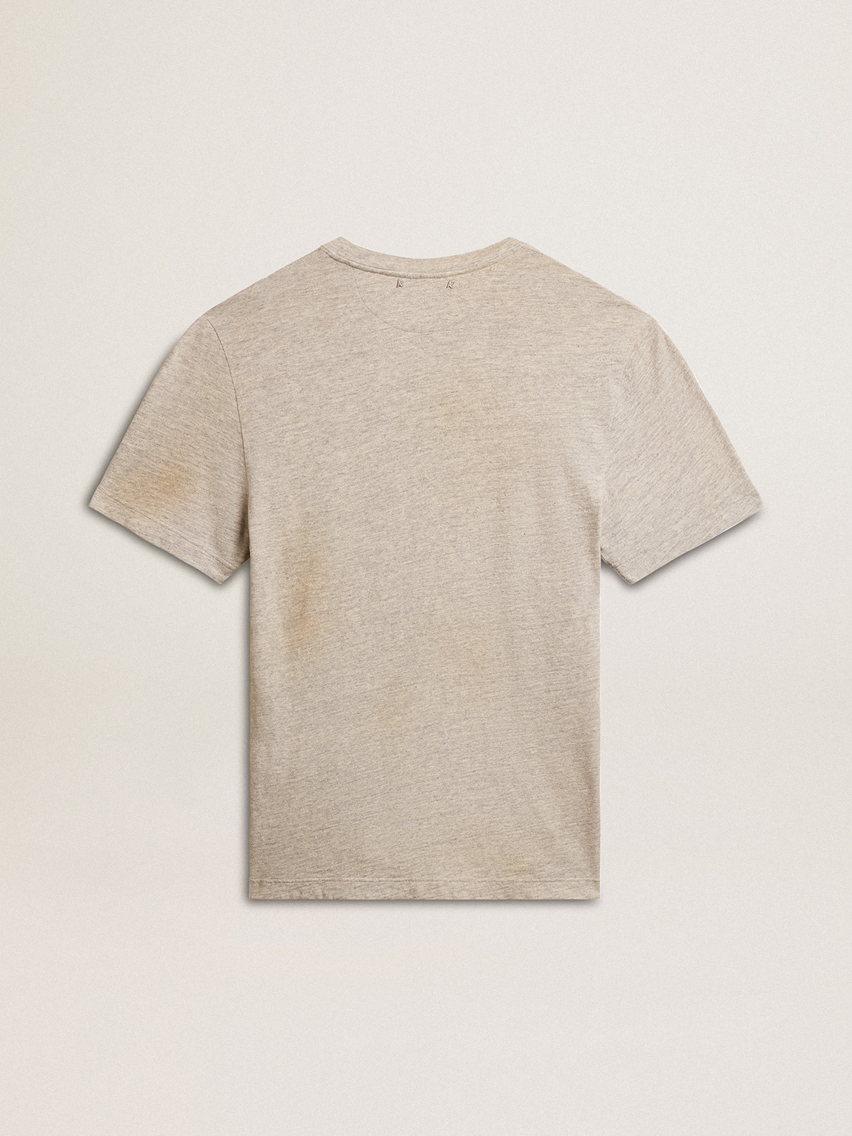 Golden Goose - Men's gray cotton T-shirt with vintage print on the front in