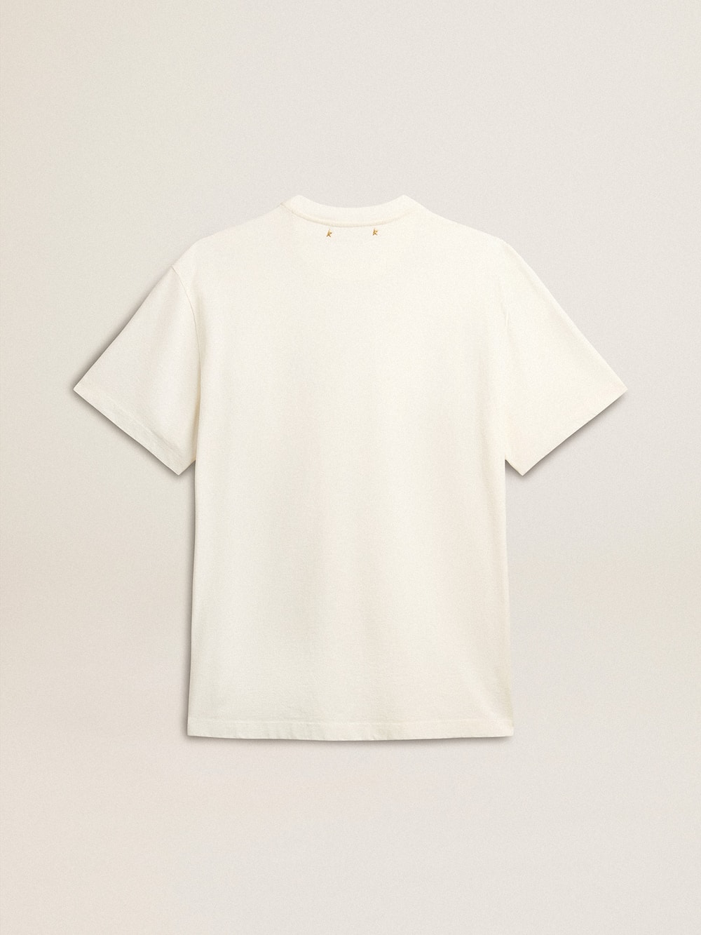 Golden Goose - Camiseta de algodón blanco con logotipo de la temporada estampado en el delantero in 