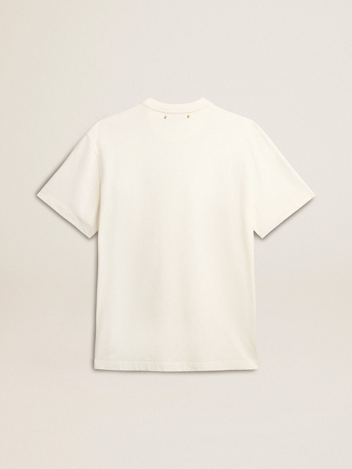 Golden Goose - White cotton T-shirt with seasonal logo print on the front in 