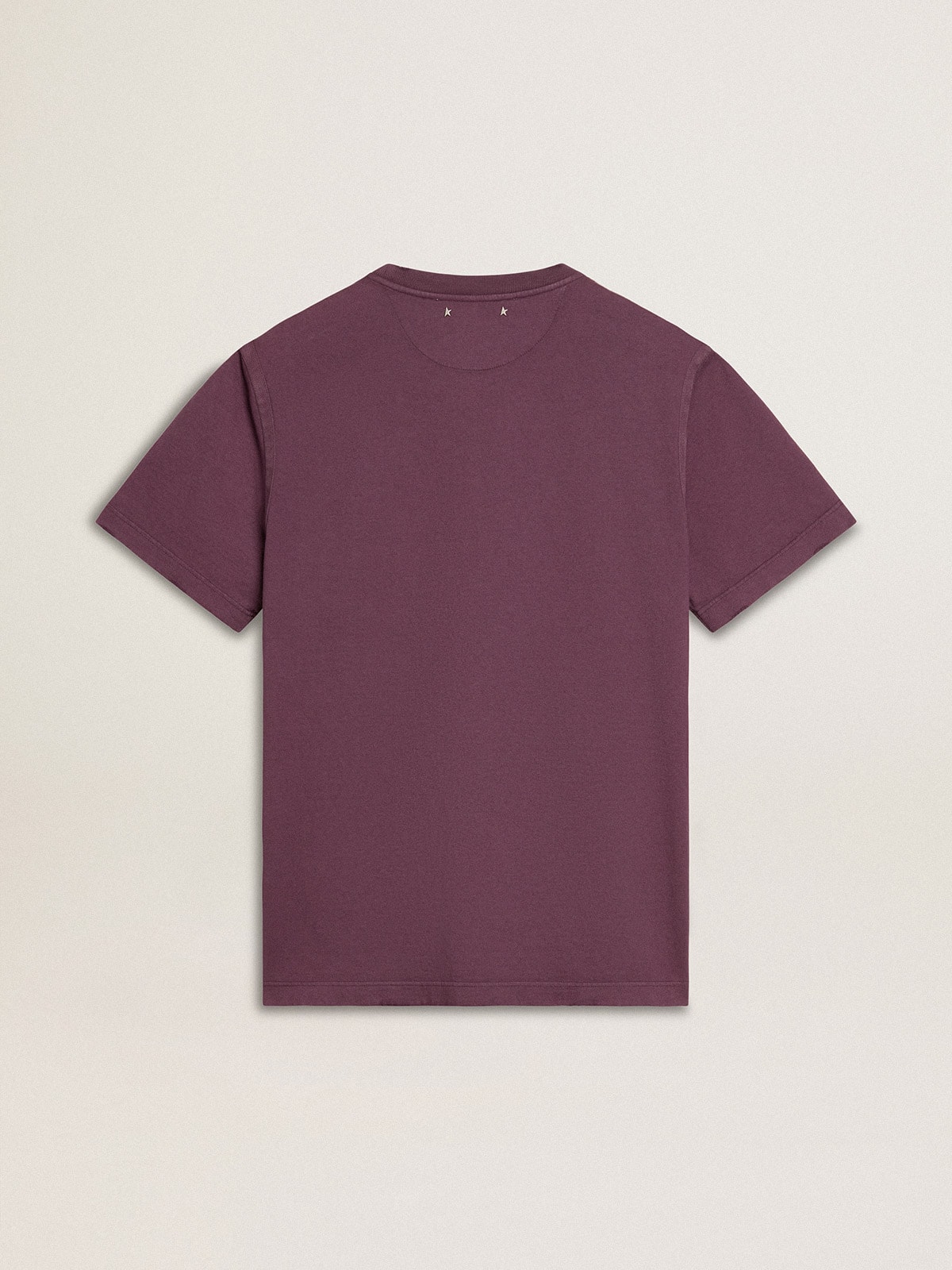 Golden Goose - Men’s cotton T-shirt in worn purple with logo print in 