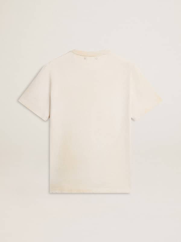 Golden Goose - Men's vintage-look white T-shirt with front print  in 