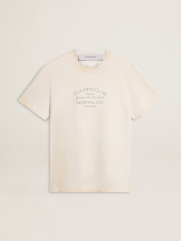 Golden Goose - Men's vintage-look white T-shirt with front print  in 
