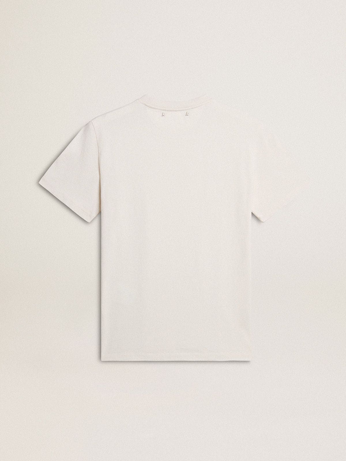 Tシャツ・カットソー Golden Goose Chalk cotton t-shirt (GMP01220P002254 11616) Men's white cotton T-shirt with green print