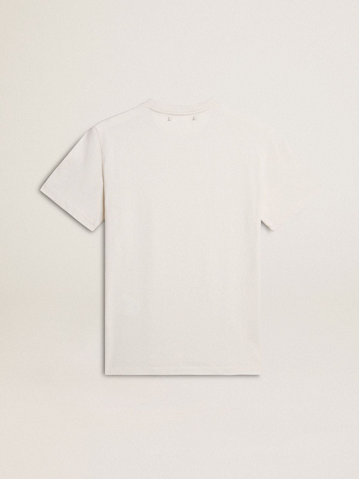 Golden Goose - Herren-T-Shirt aus Baumwolle in Lived-in-White mit schwarzer Aufschrift in 