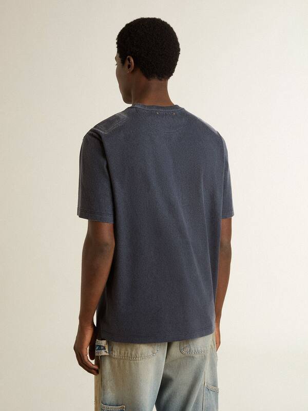 Golden Goose - Men's blue T-shirt with white print  in 