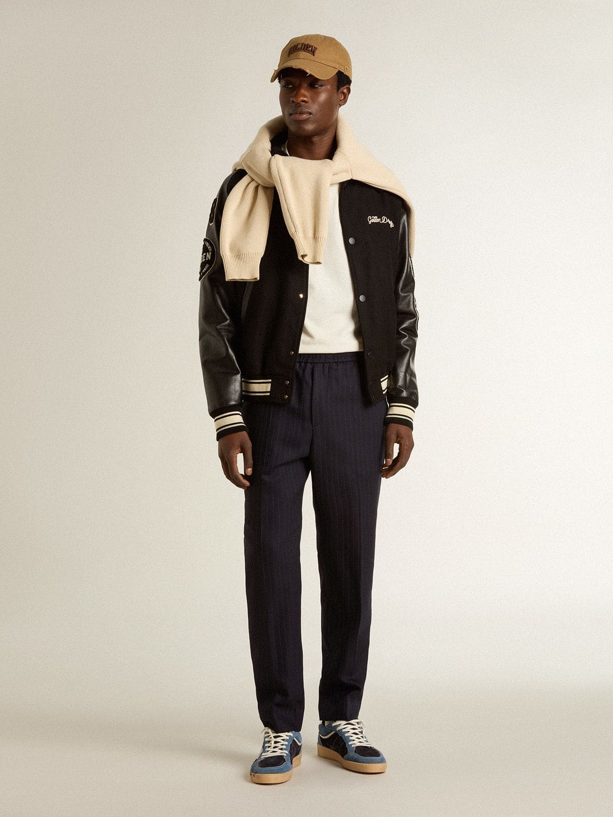 Golden Goose - Men's T-shirt with print on the chest and on the back with a lived-in effect  in 