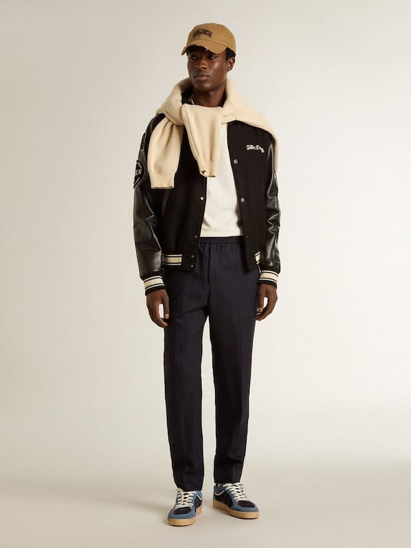 Golden Goose - Men's T-shirt with print on the chest and on the back with a lived-in effect in 