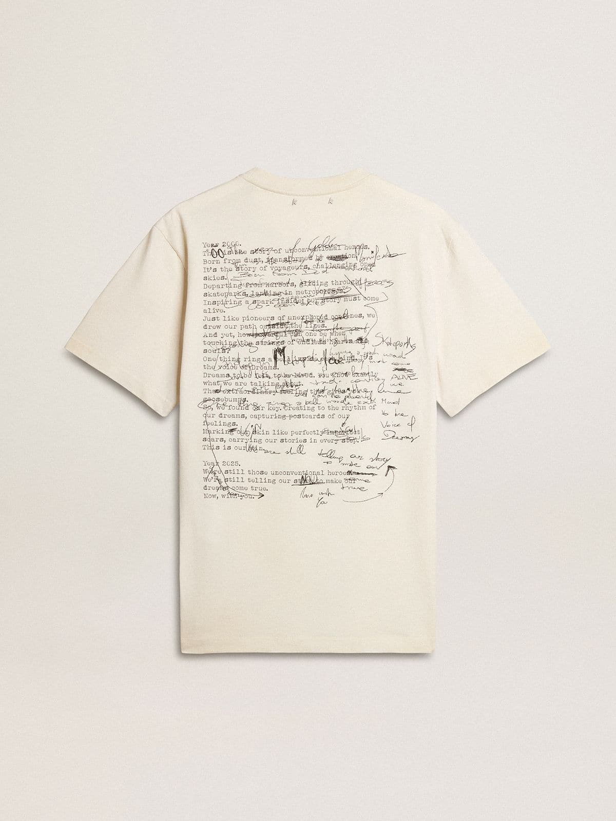 Golden Goose - Men's T-shirt with print on the chest and on the back with a lived-in effect  in 