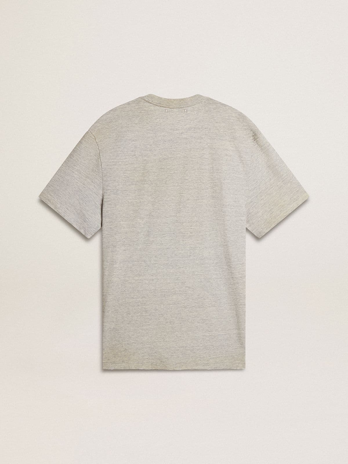 Golden Goose - Men's vintage-effect gray T-shirt with print on the front   in 