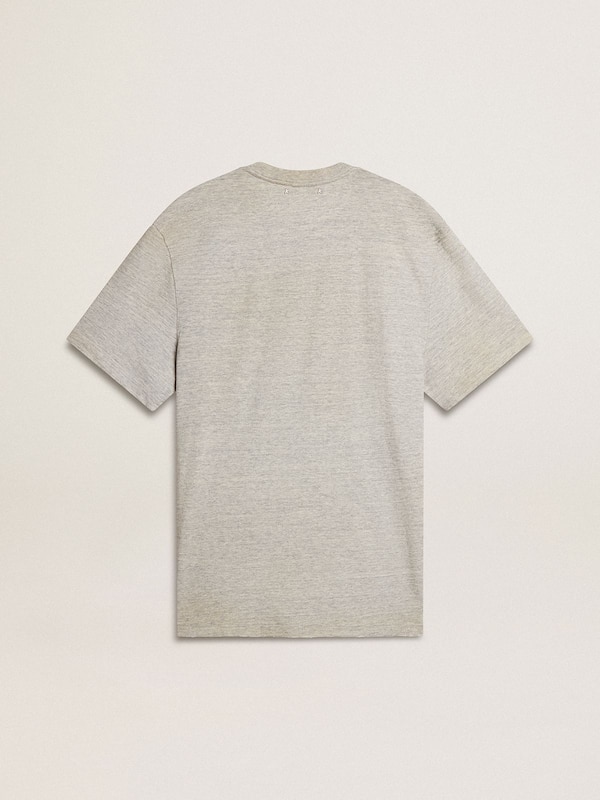 Golden Goose - Men's vintage-effect gray T-shirt with print on the front in 