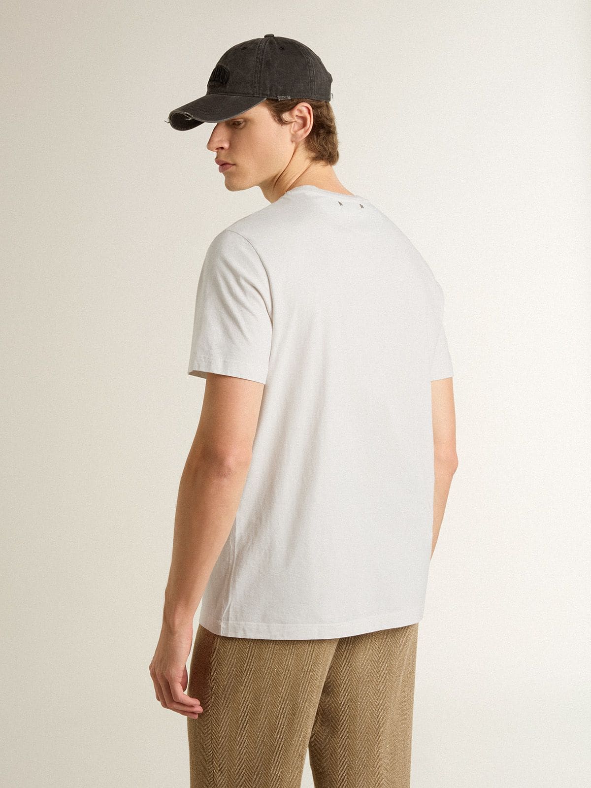 Golden Goose - Camiseta de hombre de algodón blanco con estampado verde  in 