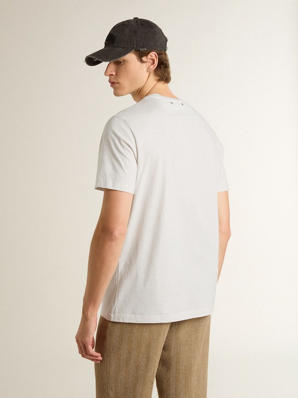 Golden Goose - Men's white cotton T-shirt with green print  in 