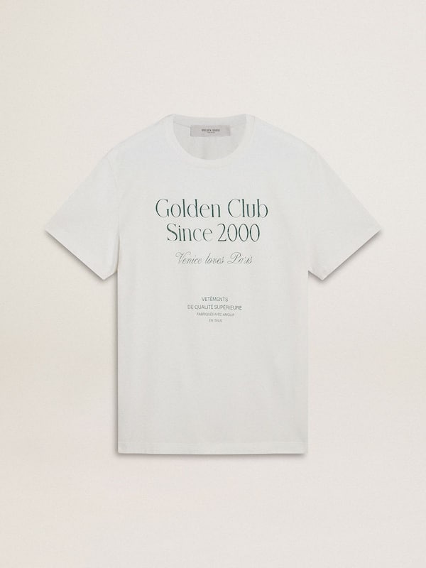 Golden Goose - Men's white cotton T-shirt with green print  in 