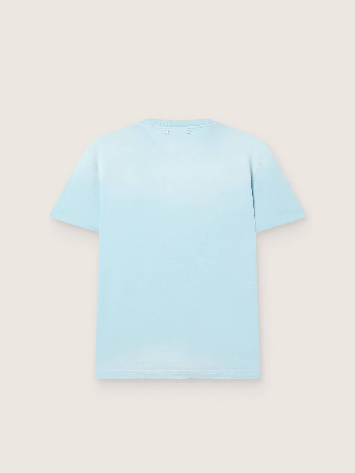 Golden Goose - Men&rsquo;s T-shirt in light blue cotton jersey with graphic print in 