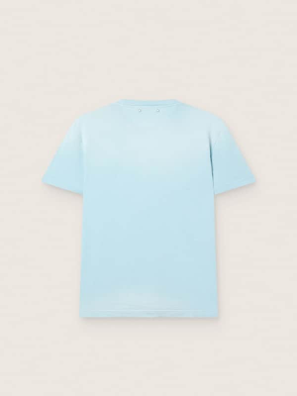 Men&rsquo;s T-shirt in light blue cotton jersey with graphic print