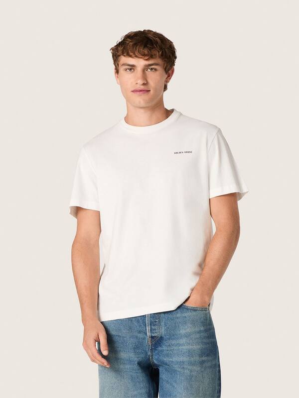 Golden Goose - Men's T-shirt in vintage white cotton jersey in 