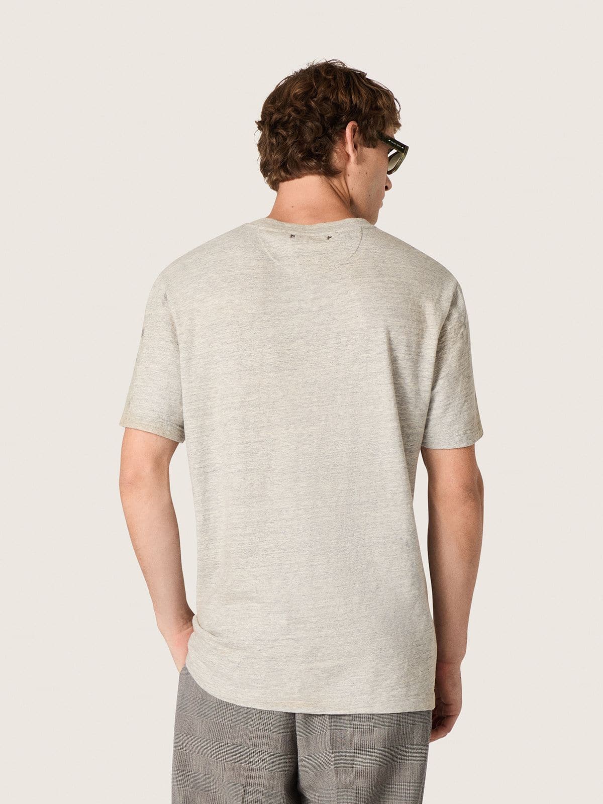 Golden Goose - Herren-T-Shirt aus grau meliertem Jersey mit Vintage-Print in 