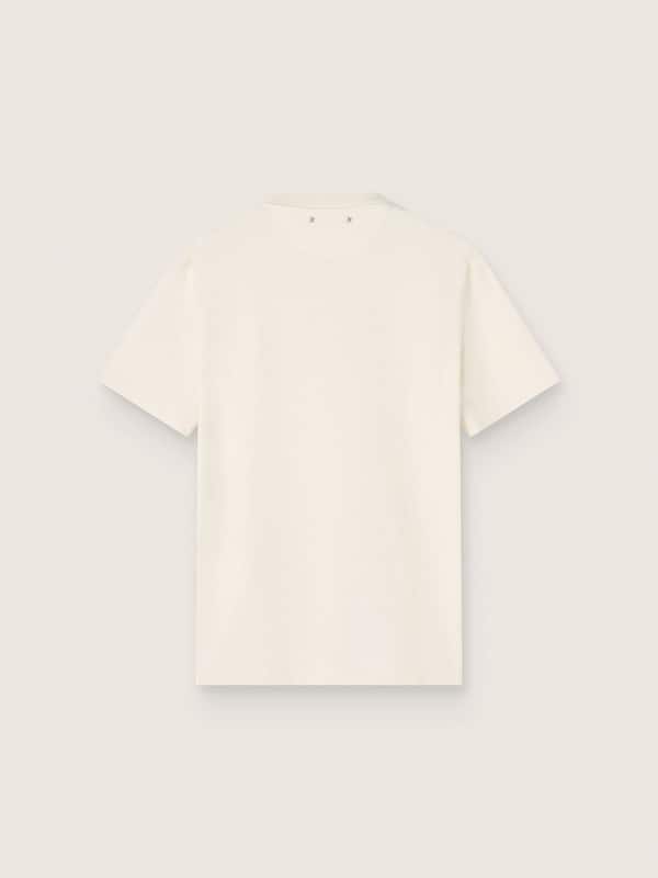 Herren-T-Shirt aus wei&szlig;er Baumwolle mit gr&uuml;nem Print und Logo