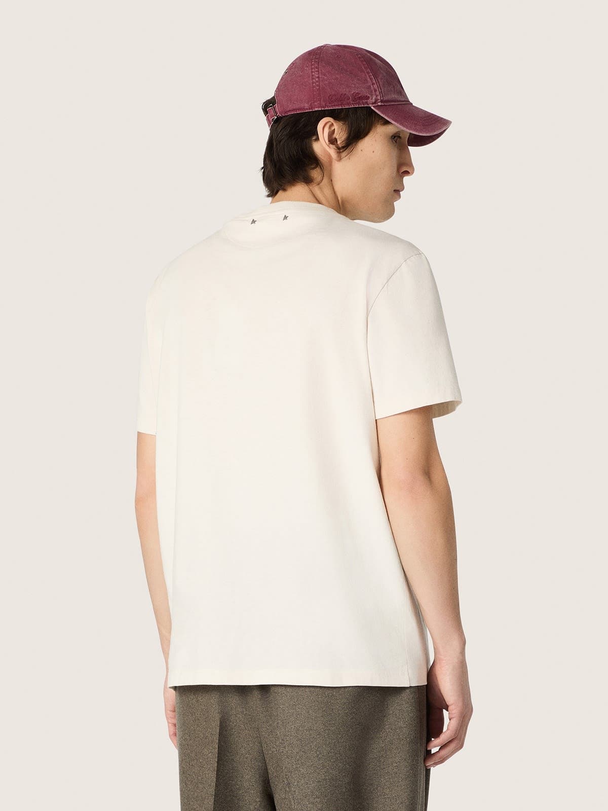 Golden Goose - Camiseta de hombre de algod&oacute;n blanco con estampado y logotipo in 