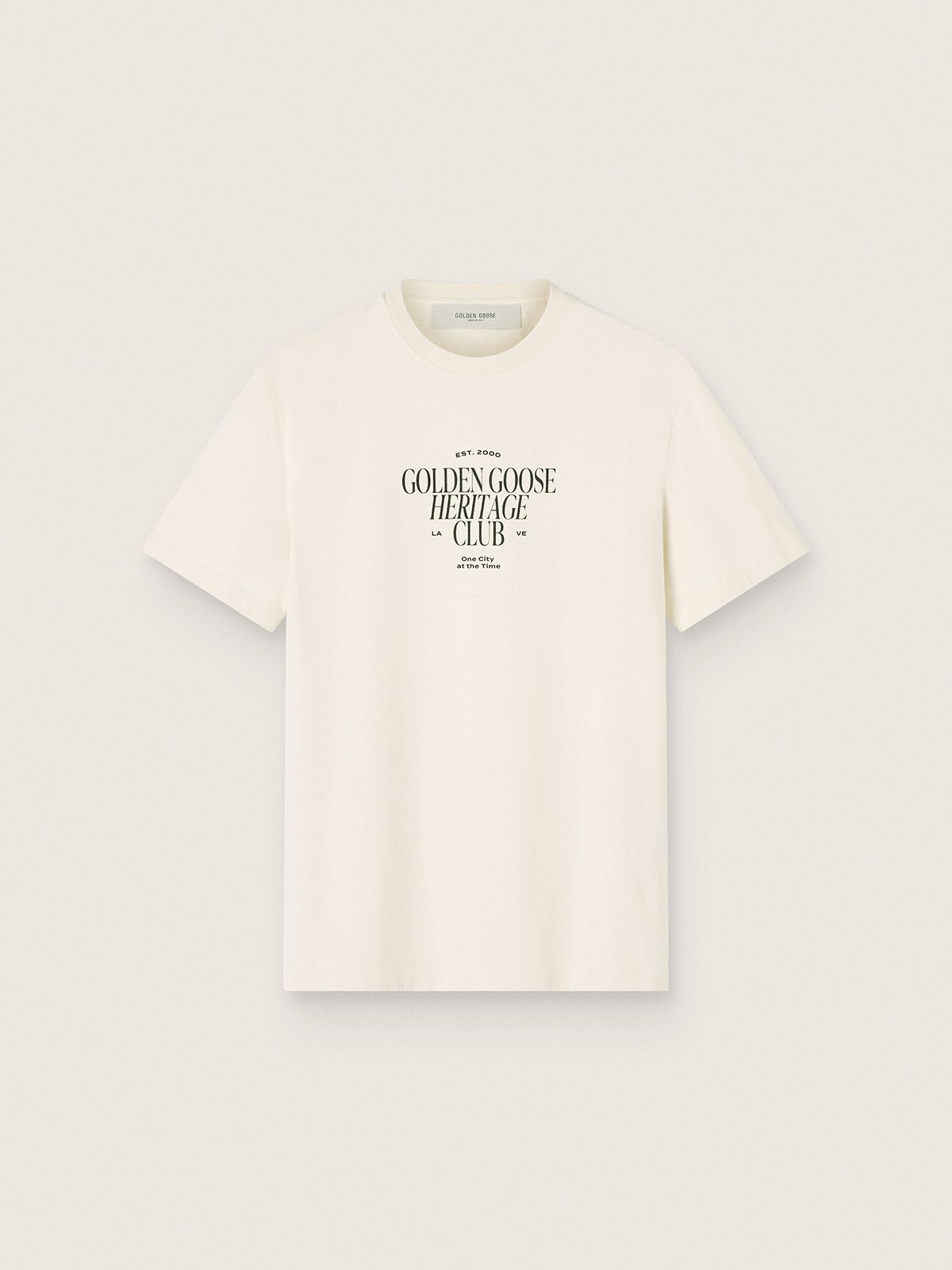T-shirt homme en coton blanc avec imprimé et logo — Golden Goose