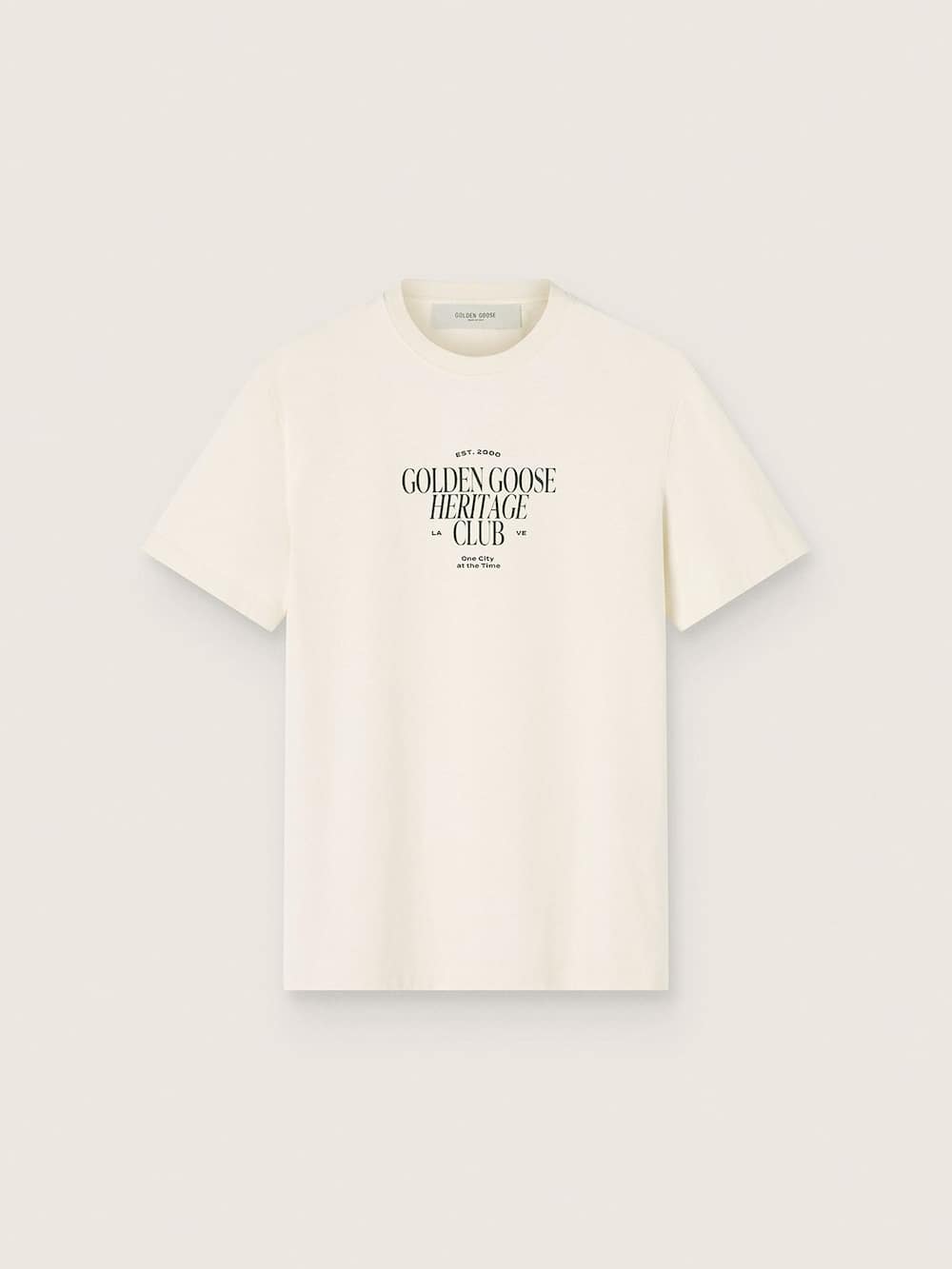 T-shirt homme en coton blanc avec imprimé et logo — Golden Goose