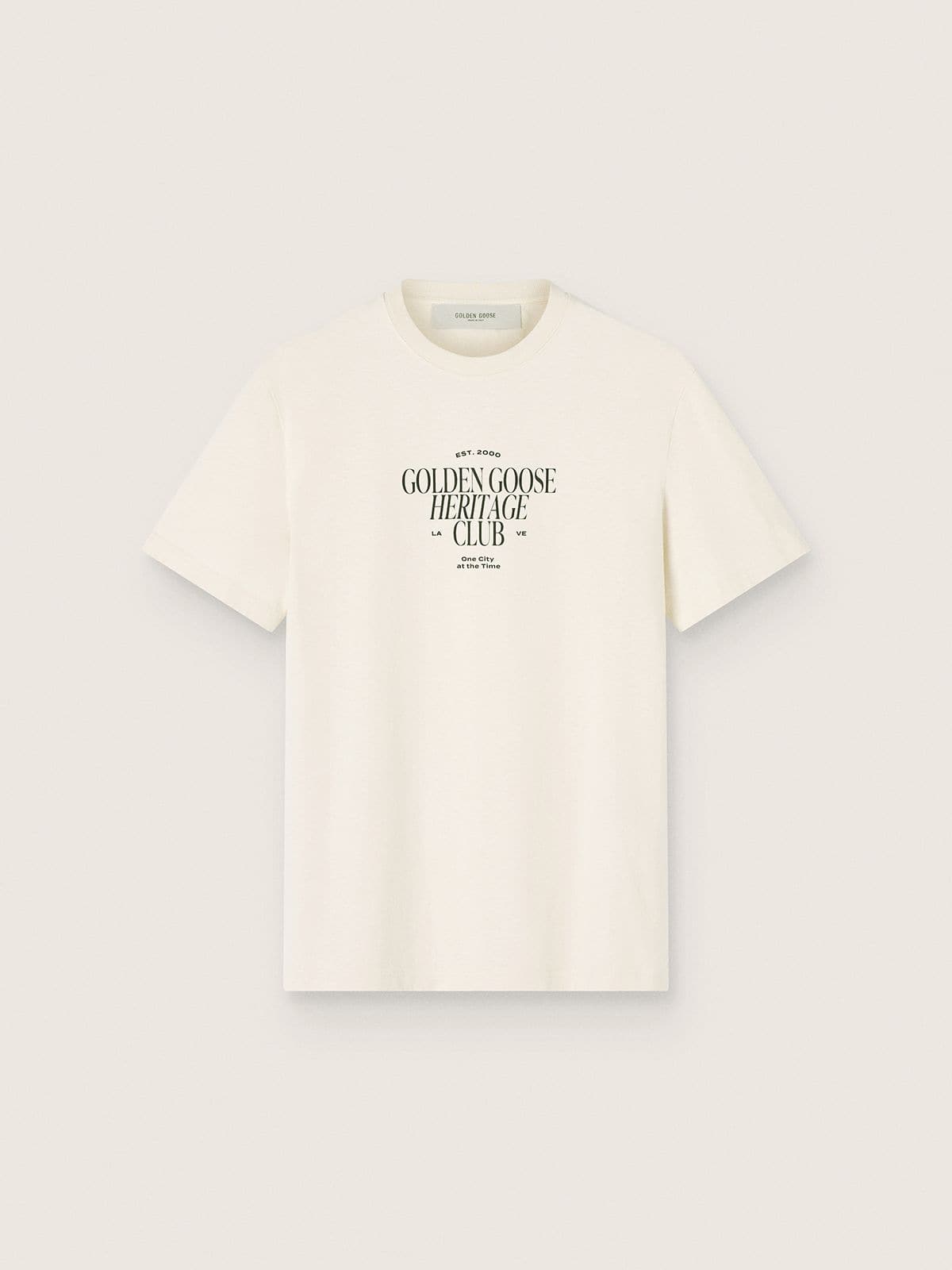 Golden Goose - Camiseta de hombre de algod&oacute;n blanco con estampado y logotipo in 