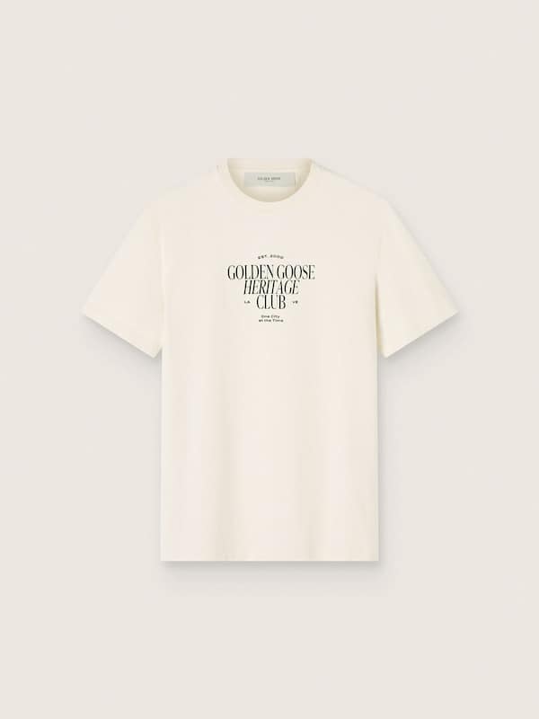Golden Goose - Men's white cotton T-shirt with print and logo in 