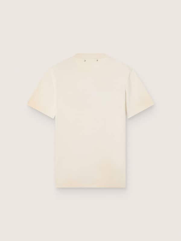 Herren-T-Shirt aus wei&szlig;er Baumwolle mit Logo und Print