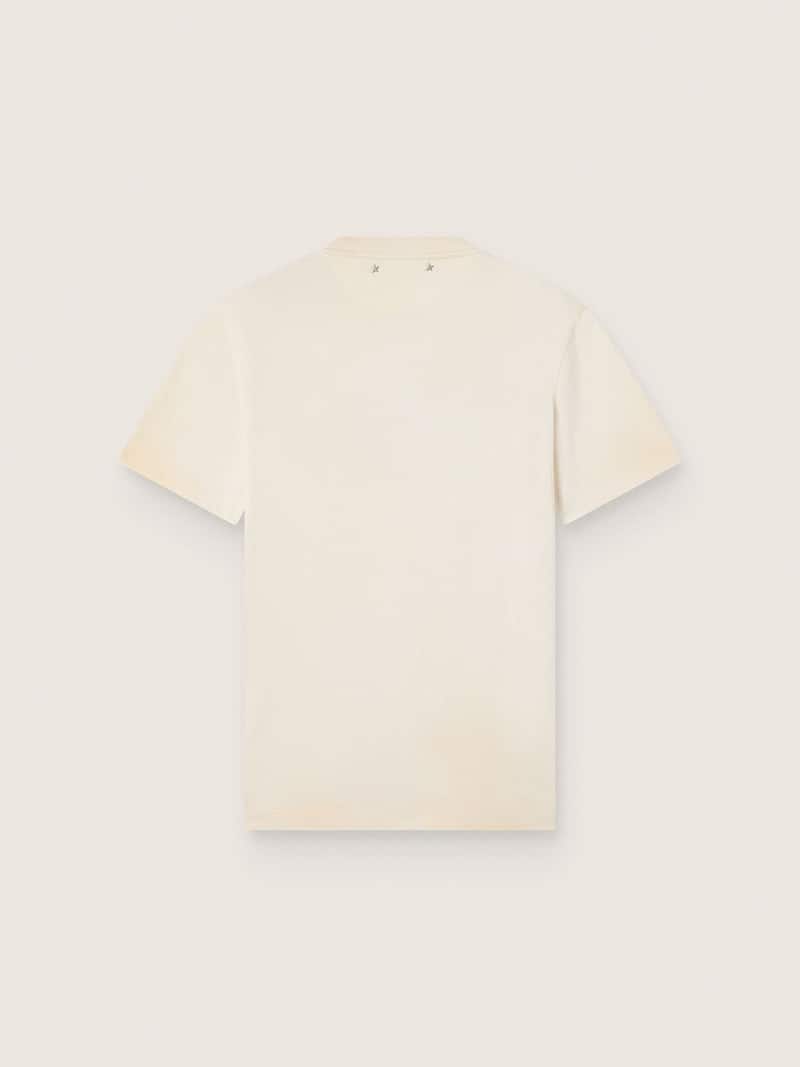 Golden Goose - T-shirt da uomo in cotone bianco con logo e stampa in 
