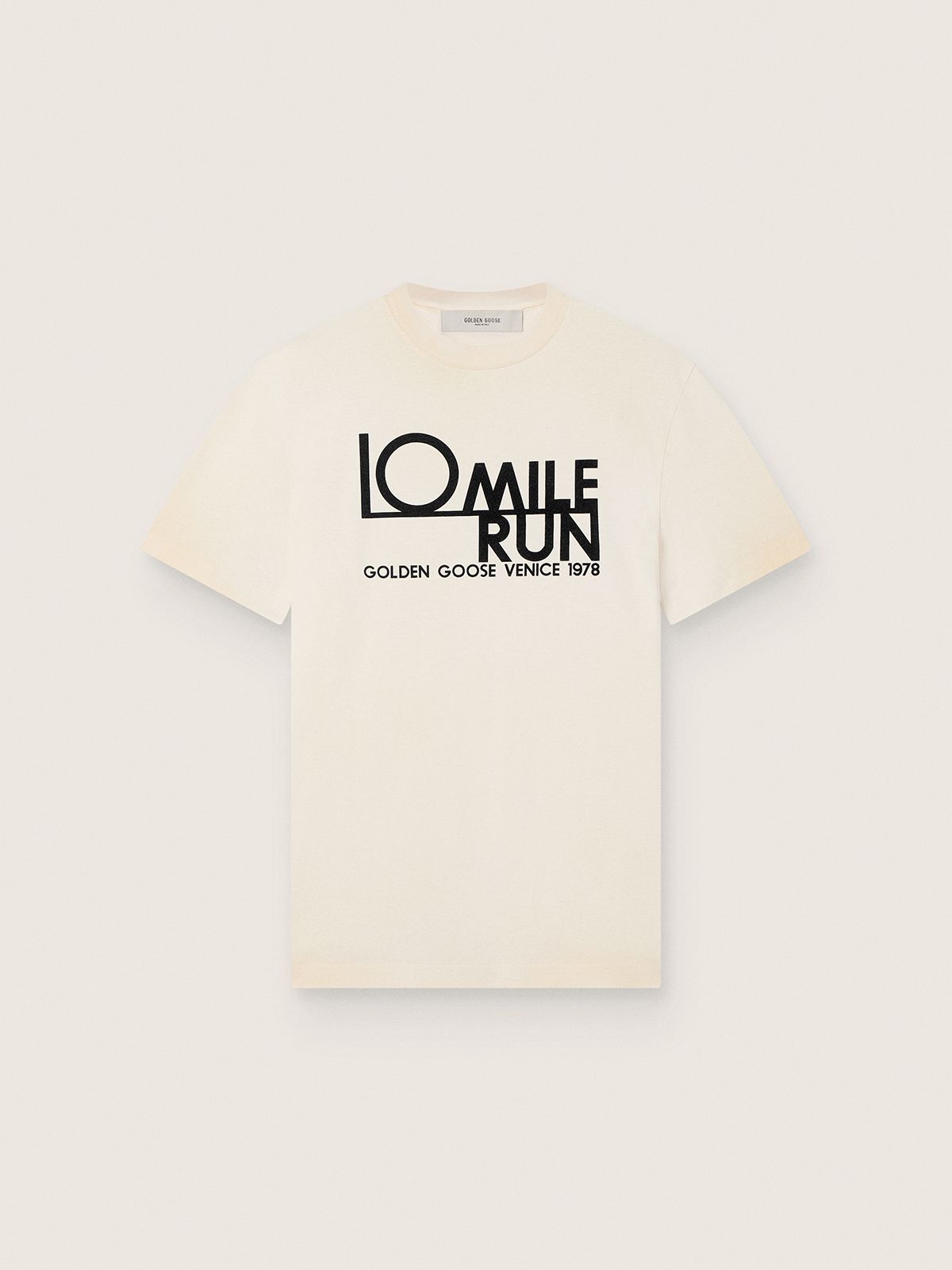 T-shirt homme en coton blanc avec logo et imprimé — Golden Goose