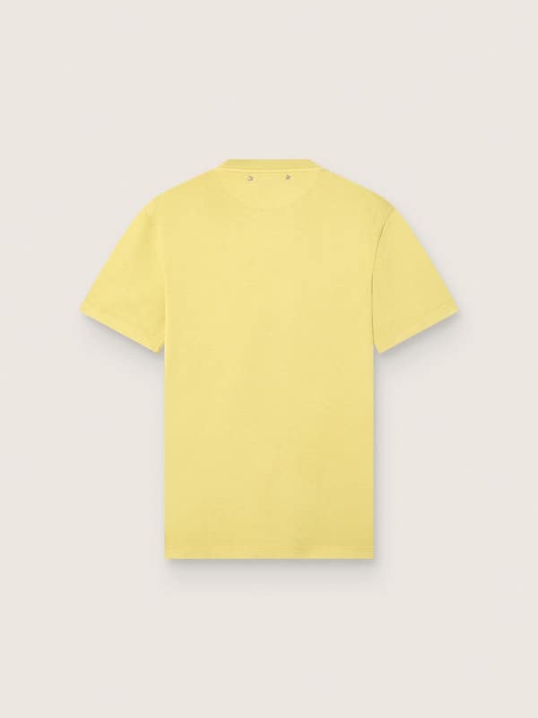 T-shirt homme en coton jaune avec logo et imprim&eacute;