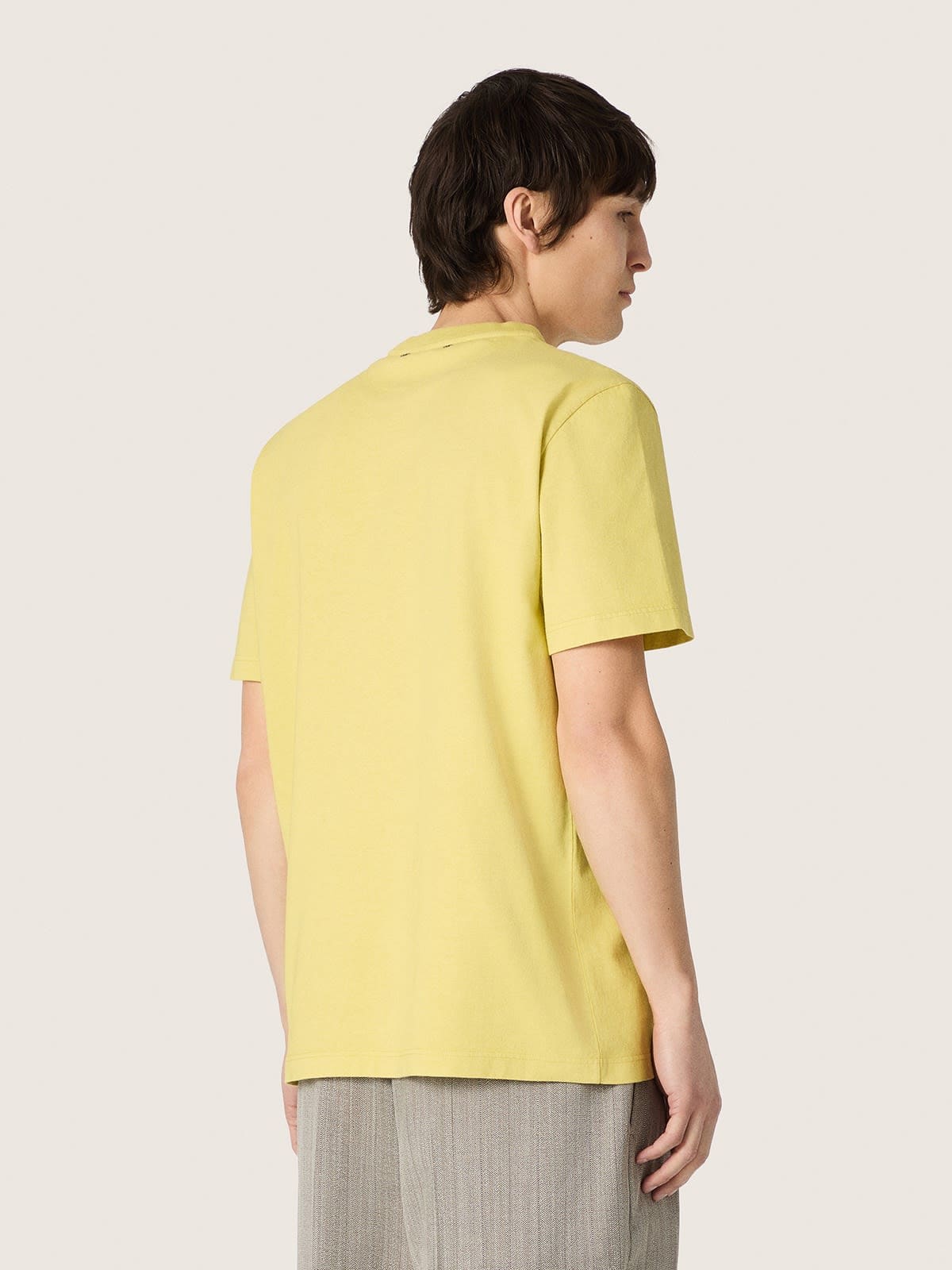 Golden Goose - Camiseta de hombre de algod&oacute;n amarillo con logotipo y estampado in 