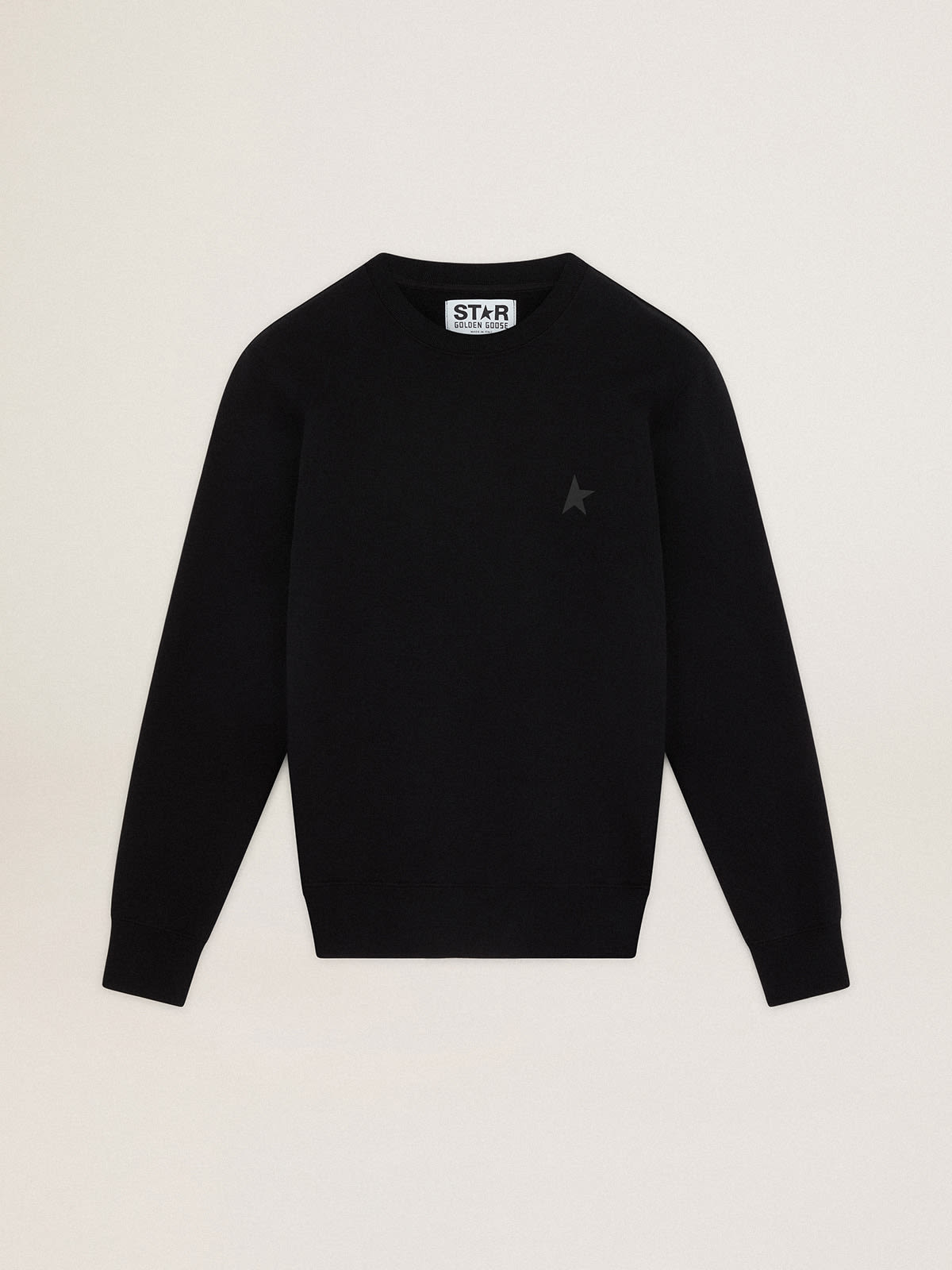 Sweat-shirt Archibald collection Star de couleur noire avec étoile ton sur ton sur le devant — Golden Goose