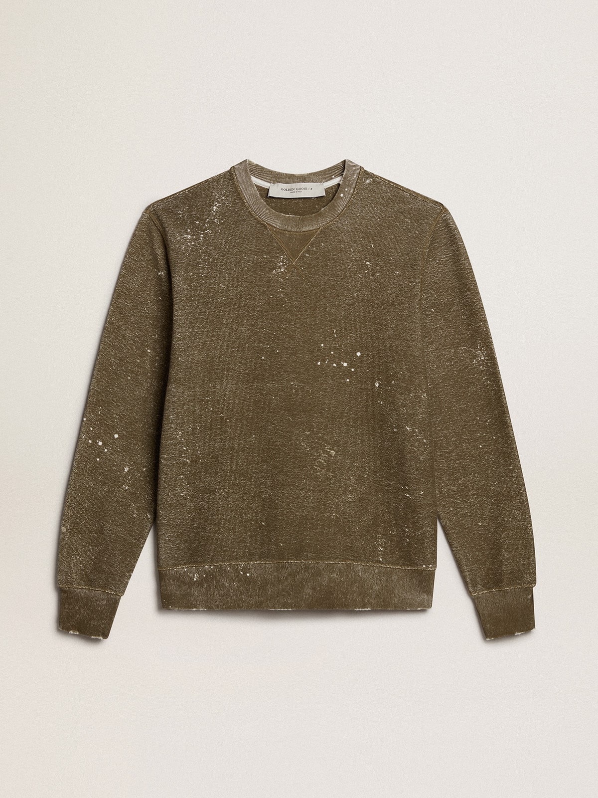 Golden Goose - Vintage-effect beech-colored cotton sweatshirt in 