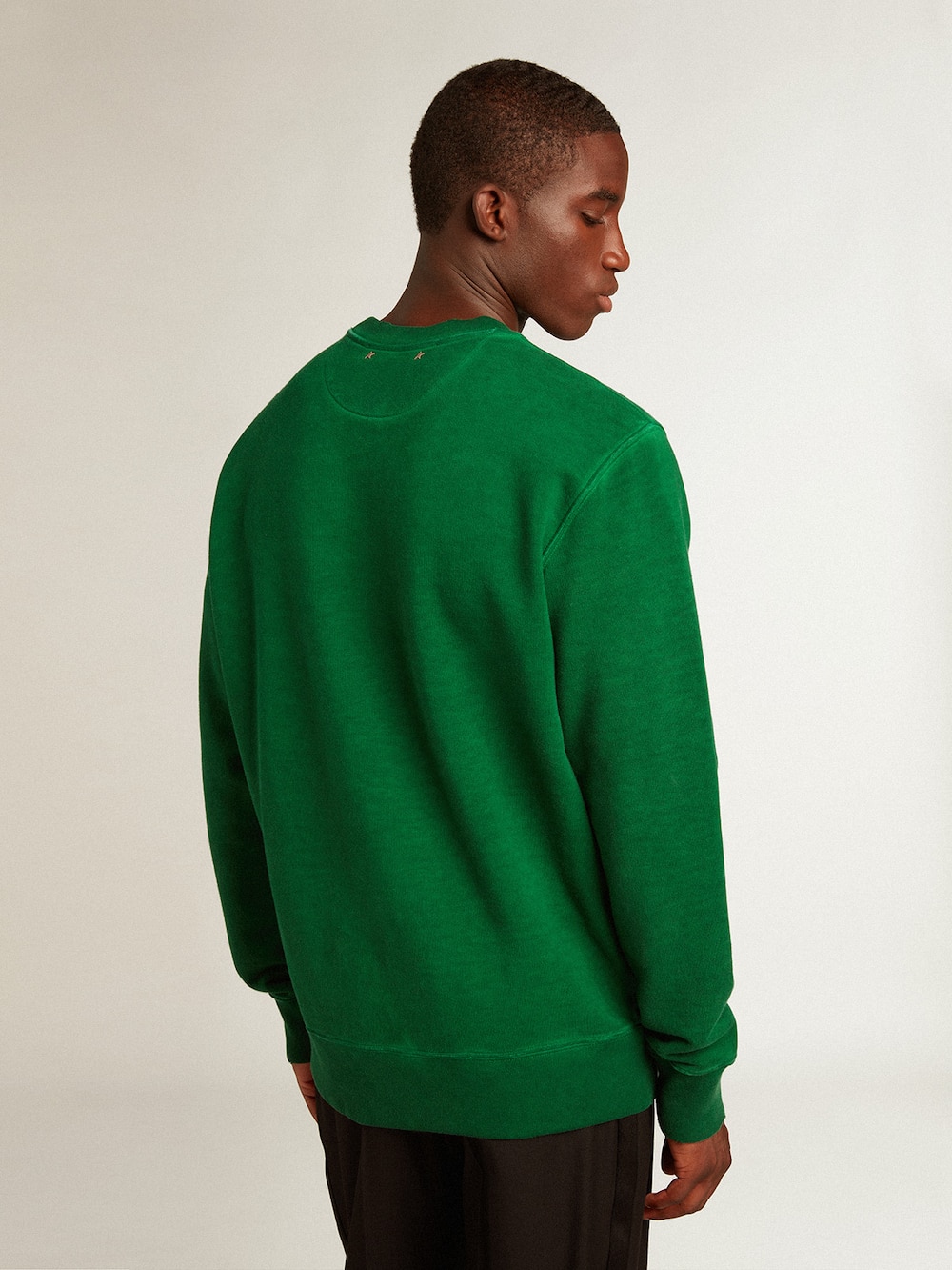 Golden Goose - Grünes Sweatshirt aus Baumwollfleece mit Rundhalsausschnitt  in 