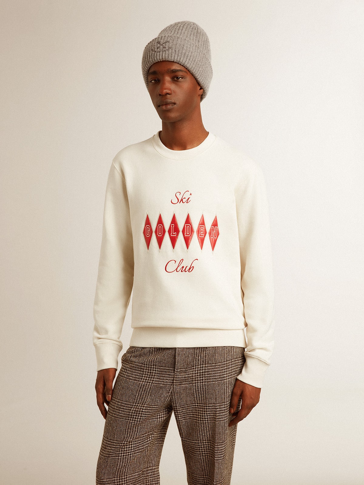 Golden Goose - Men's cotton crew-neck sweatshirt with embroidered lettering  in 