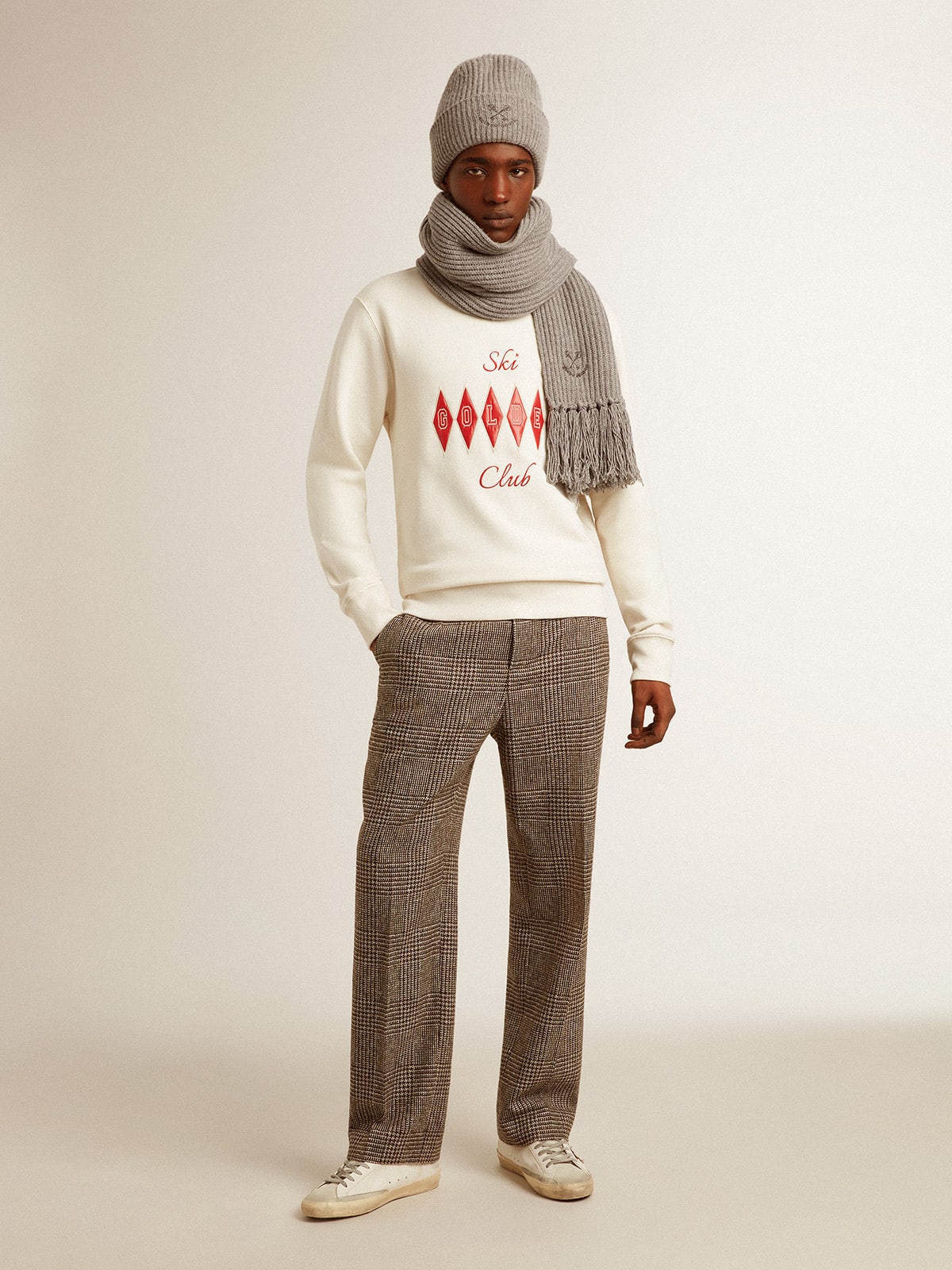 Golden Goose - Men's cotton crew-neck sweatshirt with embroidered lettering  in 