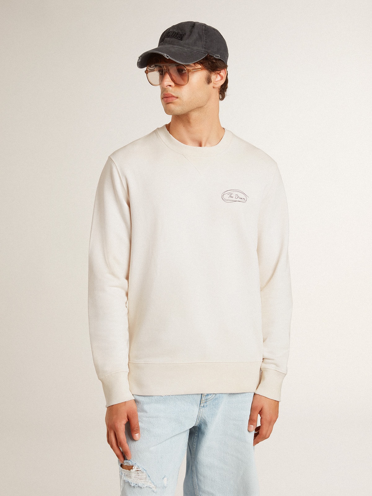 Golden Goose - Sudadera de hombre de color blanco envejecido con estampado  in 
