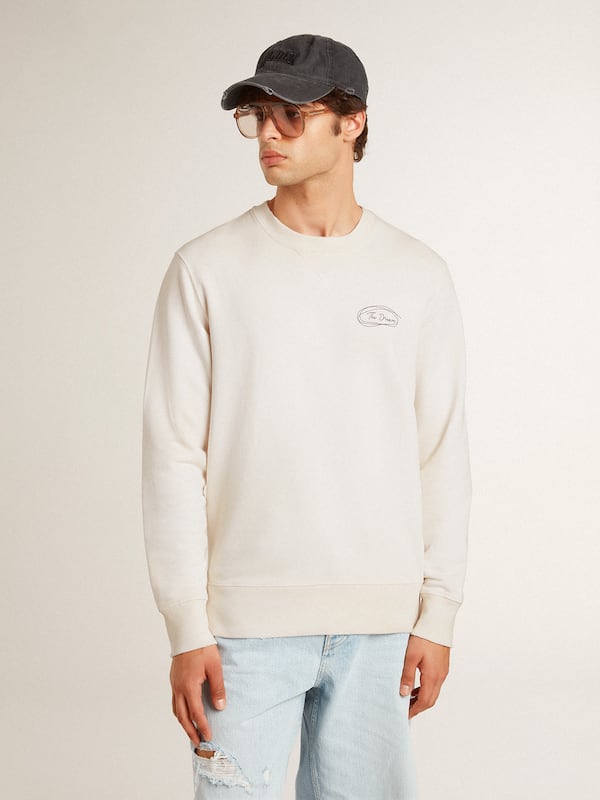 Golden Goose - Men's sweatshirt in worn white with print  in 