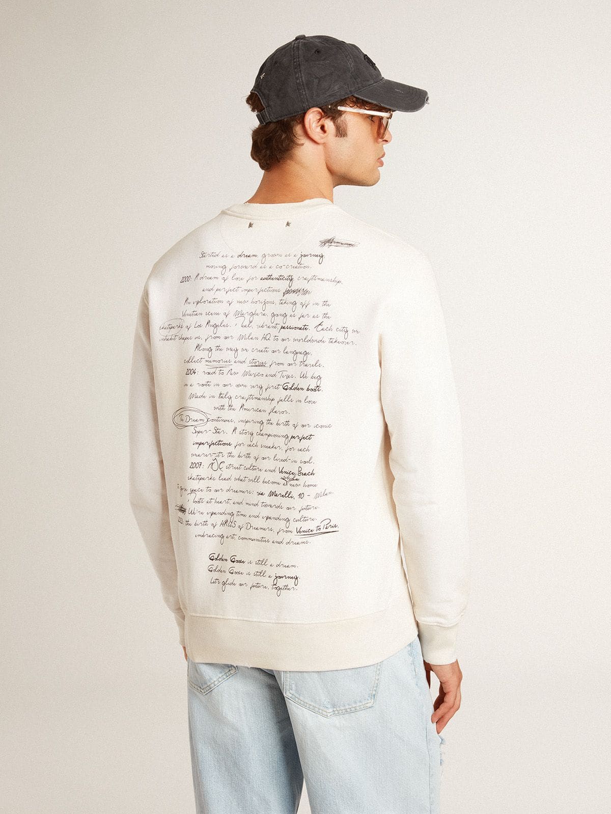 Golden Goose - Sudadera de hombre de color blanco envejecido con estampado  in 